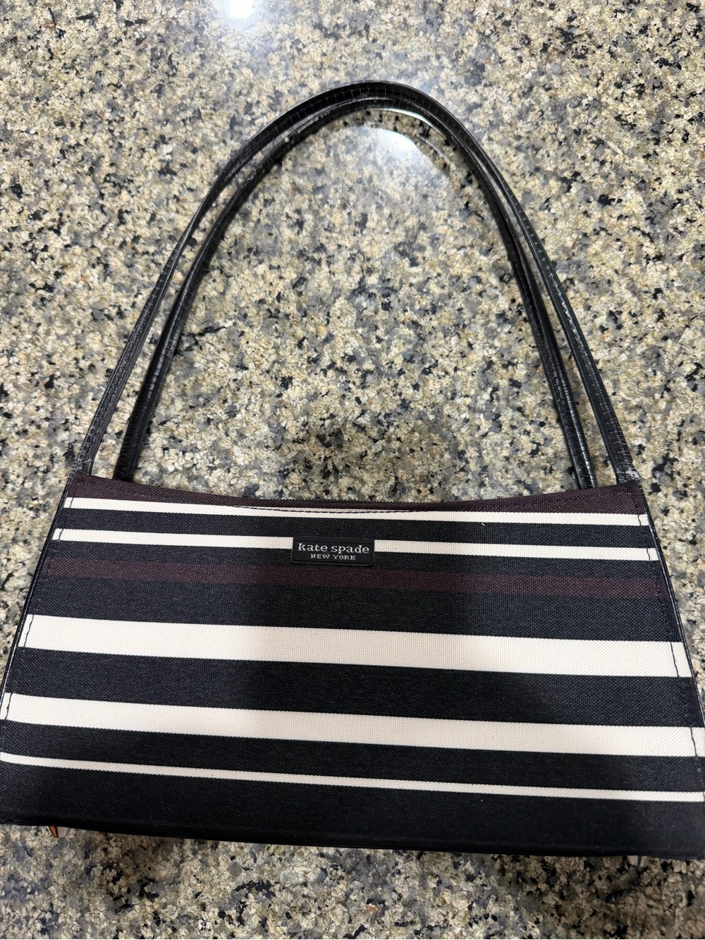 Vintage kate spade Black, Brown & White Striped Shoulder Bag
